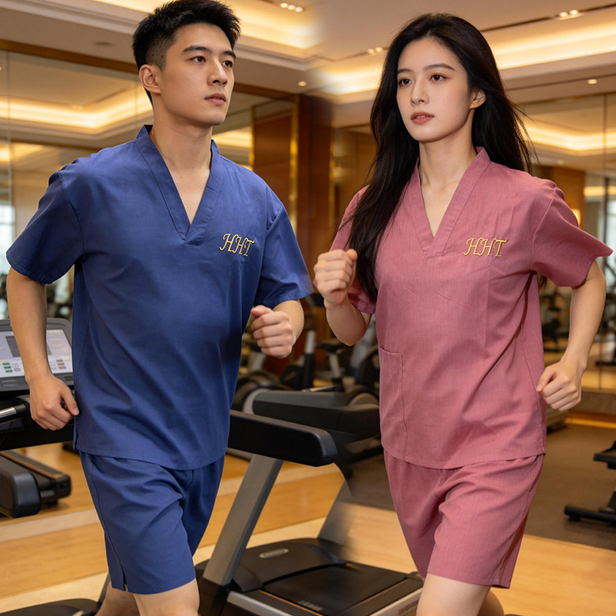 苎麻浴服舒适时尚睡衣高档透气男女理疗按摩足疗桑拿汤泉汗蒸情侣