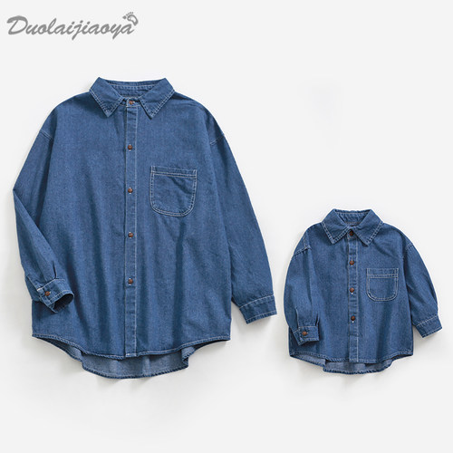 秋季亲子装一家三口牛仔外套