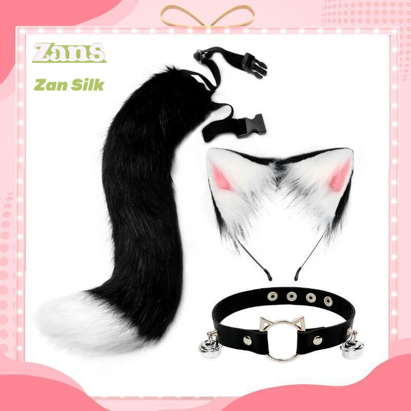 尾巴猫耳朵猫尾套装狐狸日系手作cosplay猫娘配饰cos绑带猫耳