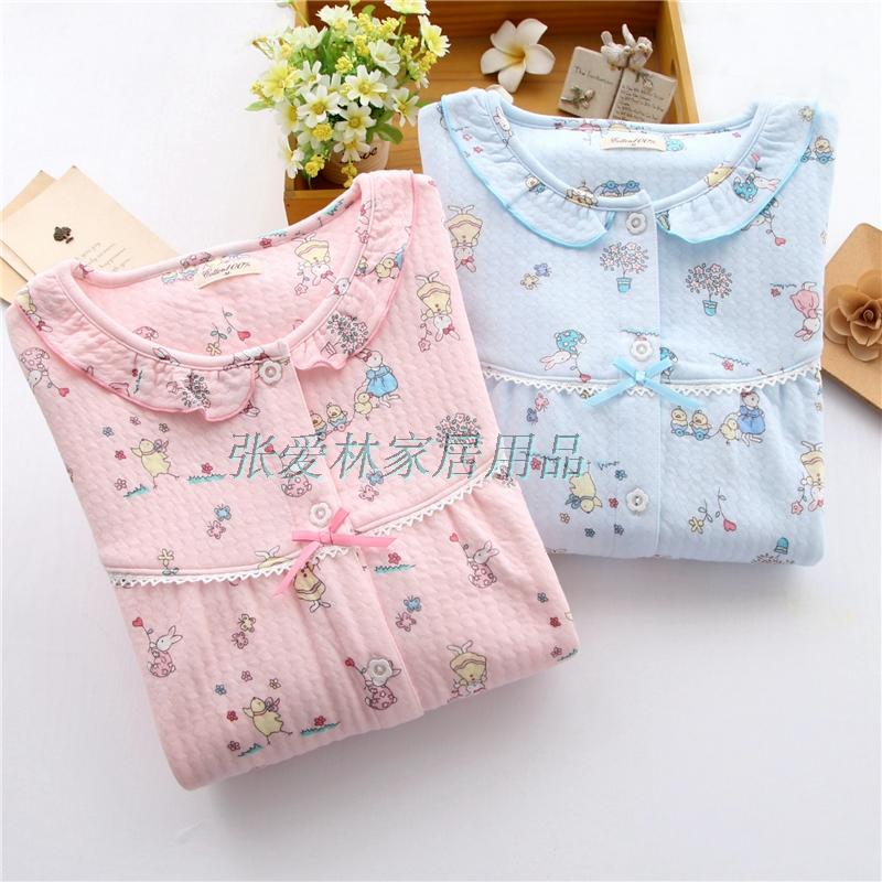 可爱空气层长袖卡通全棉女士睡衣