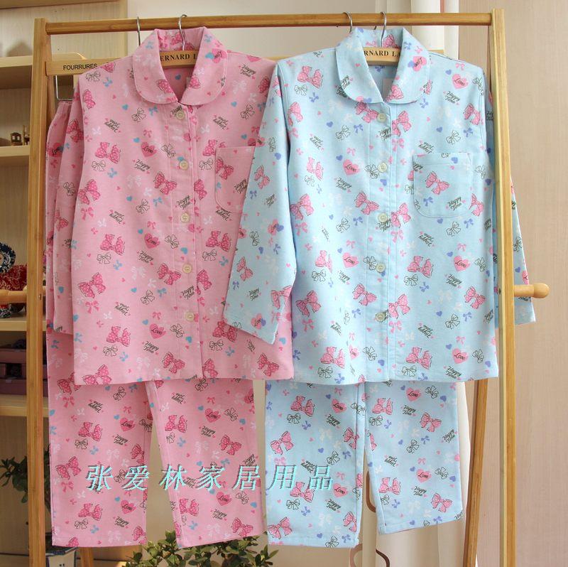 春秋冬款女童纯棉绒布长袖睡衣套装 可爱儿童全棉家居服