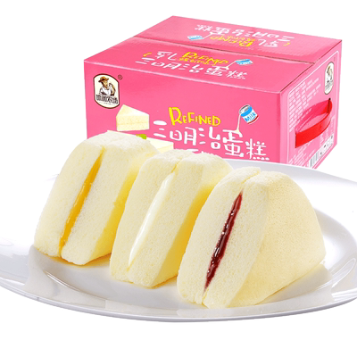 休闲农场三明治蒸蛋糕营养早餐夹心网红零食品整箱小面包小吃点心