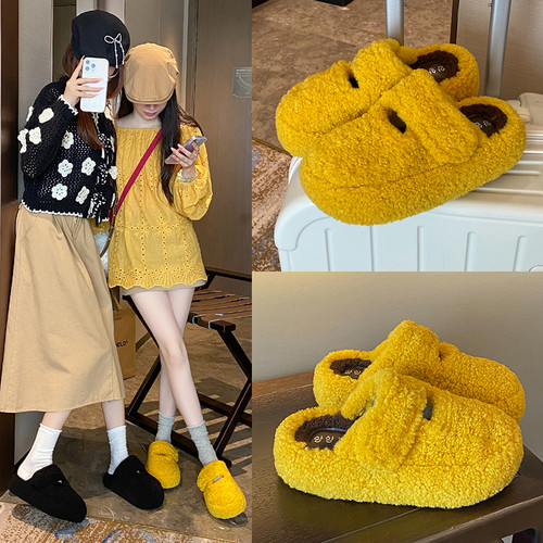 包头半拖鞋女外穿厚底增高复古