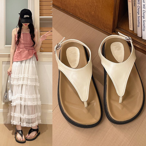 夏季女罗马夹趾厚底百搭凉鞋