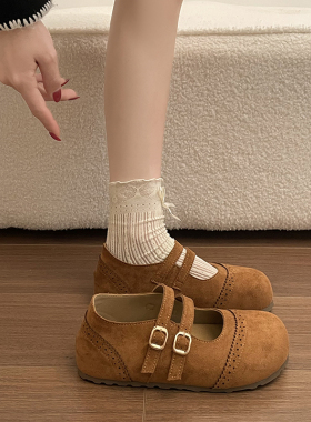 法式复古玛丽珍勃肯鞋女2026春季新款软底百搭配裙子一脚蹬单鞋子