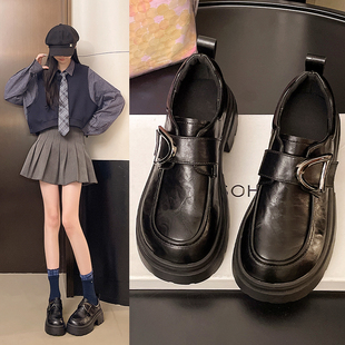 圆头一脚蹬百搭增高小皮鞋 新款 学院风 女2026春季 英伦风厚底乐福鞋