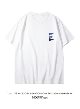 MOUNTsupply 3周年纪念重磅高品质拼贴布圆领短袖纯棉设计师原创