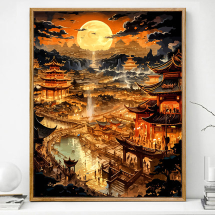 盛世大唐/中国风古风数字油画diy填充画画填色解闷手工礼物油彩画