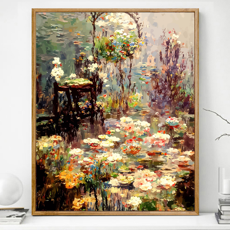 数字油画diy填充画画填色油彩画2024新款手工涂色抽象像素风花海