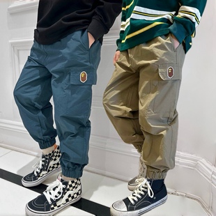 男童裤子秋款25新款儿童工装裤中大童休闲长裤男孩运动收口卫裤