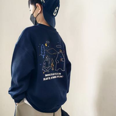 柔软如云山系露营印花加厚卫衣冬