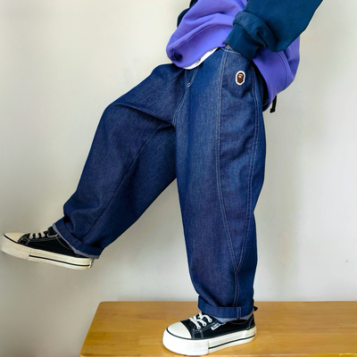 弹力不掉色牛仔裤学生男童休闲裤