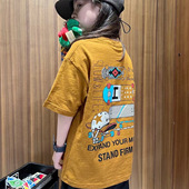 设计感满满焦糖色滑板图案男女童短袖 夏季 日系竹节棉透气吸汗薄T