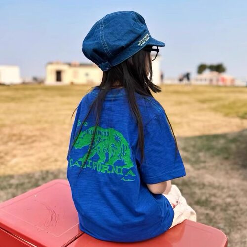 户外休闲透气印花短袖童装竹节棉