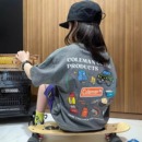 2025夏季 儿童圆领T恤 新品 男女童户外露营风纯棉卡通印花复古短袖
