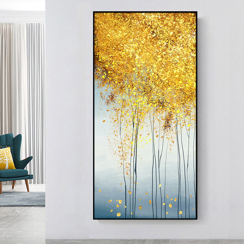 客厅玄关装饰画招财风水轻奢壁画入户走廊竖版挂画大气金色发财树,家居饰品,现代装饰画,淘宝优惠券,粉丝福利购,淘宝优惠卷