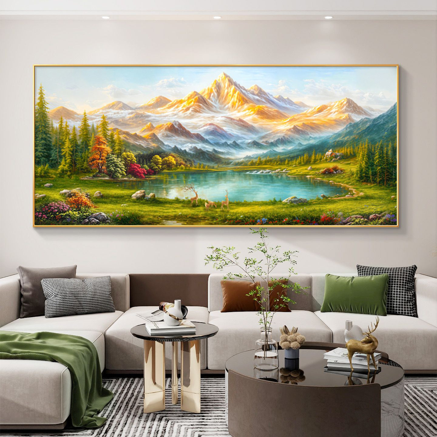 聚宝盆山水画靠山图画客厅装饰画沙发背景墙风景挂画招财轻奢高级,家居饰品,现代装饰画,淘宝优惠券,粉丝福利购,淘宝优惠卷