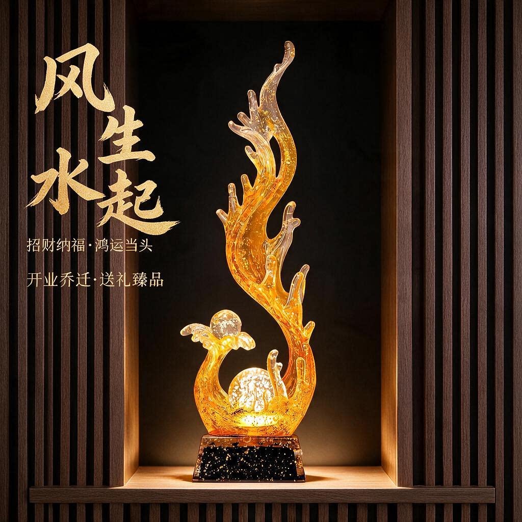流光水波纹水晶球摆件会客大厅摆放前程似锦合作伙伴答谢软装摆件图片