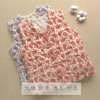 纯棉花手工冬季女士马甲大人马夹国风复古坎肩加厚保暖内外穿背心