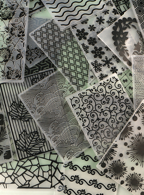 多纷DIY塑料凹凸压花模2板贺卡压浮雕花纹纹理夹embossing folder