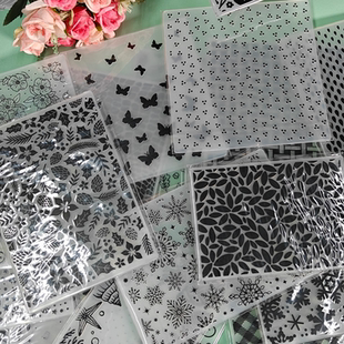 多纷DIY塑料凹凸压花模板5生日贺卡浮雕纹理夹embossing folder