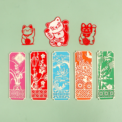 DUOFEN切割模板DIY刀模手工手账非遗国风文创招财猫竹菊梅兰荷花