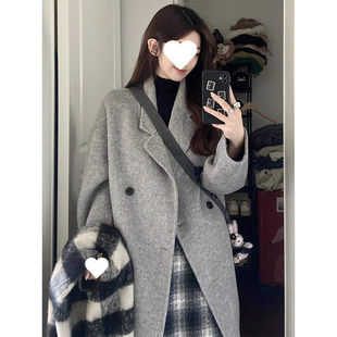 夹棉呢子大衣女秋冬季新款爆款毛呢外套高级感小个子加厚赫本风