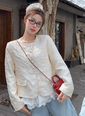 新品首发 现货25春装新款 小香外套蕾丝拼接2D044-725-P165-K248