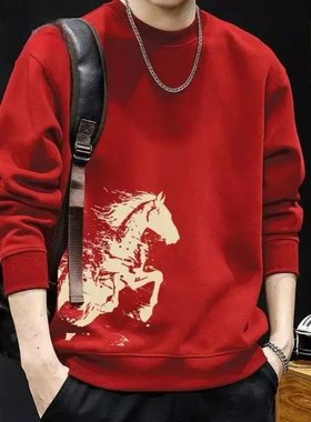 52232-P40 2025冬季爆款休闲卫衣男长袖保暖打底衫 数据款货足