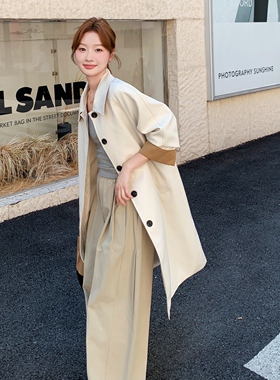 现货2025秋装韩版高级感撞色中长款风衣外套女2C325-524P160K238