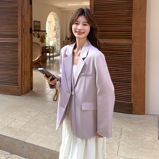 爆款!现货!主推!热卖款!粉紫色高级感西装女短款外套P130K178