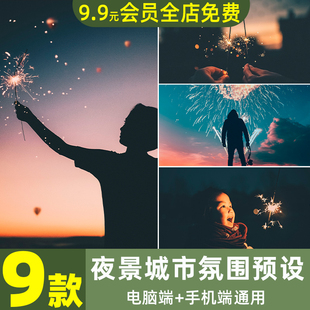 LR/PS预设夜景人像海滩城市氛围手机调色PR/FCPX达芬奇AE/LUT滤镜