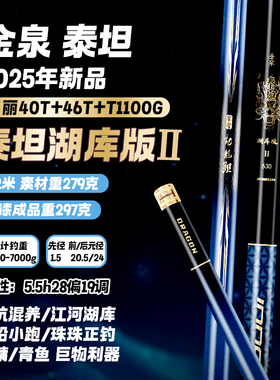 金泉泰坦湖库版二代轻量巨物竿鱼竿手竿超轻超硬高碳大物竿台钓竿