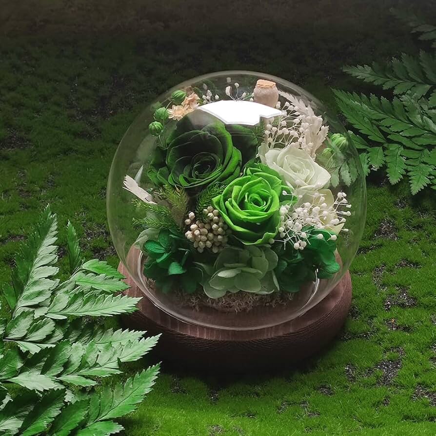 永生花玫瑰玻璃罩保鲜花微景观摆件 朋友生日礼物情人节创意十足