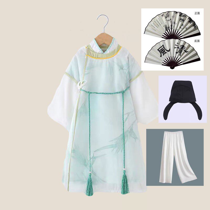 汉服男童2025新款儿童春秋款国风唐装李白古装中秋男童汉服圆领袍