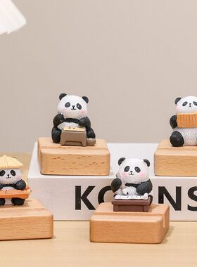 办公桌面装饰品可爱手机支架治愈情绪稳定工位女生解压小熊猫摆件