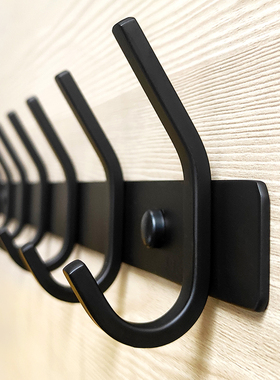 304不锈钢打孔挂钩衣帽钩黑色壁挂墙上挂衣钩免钉长排挂衣服钩子