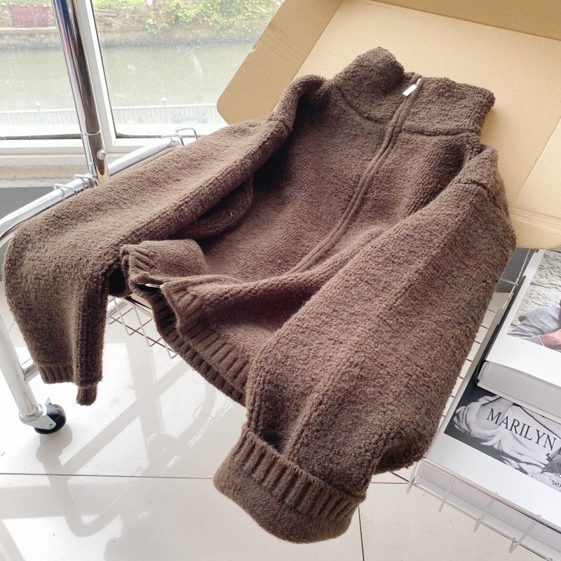 冬季款绵羊毛针织立领拉链毛衣