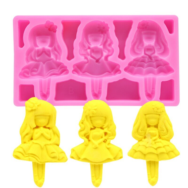 美少女硅胶翻糖模具3个