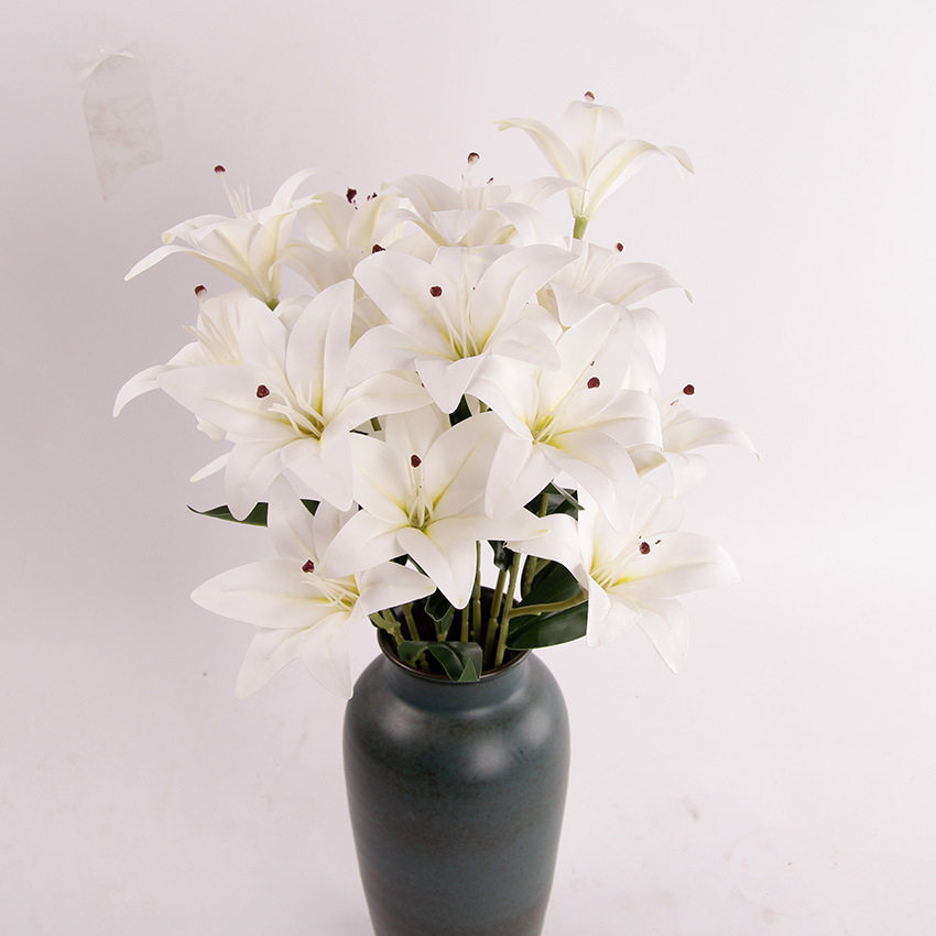 仿真花胶9头百合桌面装饰