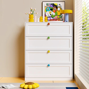 实木五斗柜卧室置物柜现代简约收纳柜奶油风落地边柜多层抽屉柜