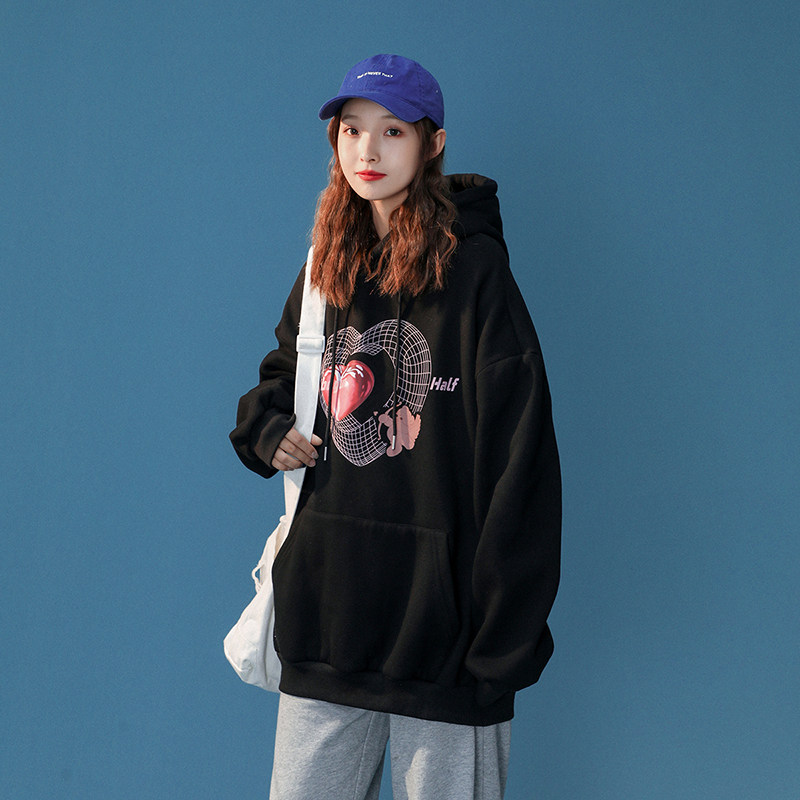 817-A2858动漫印花连帽卫衣秋季港风宽松ins潮流情侣外套P55X68,女装短外套,星座803