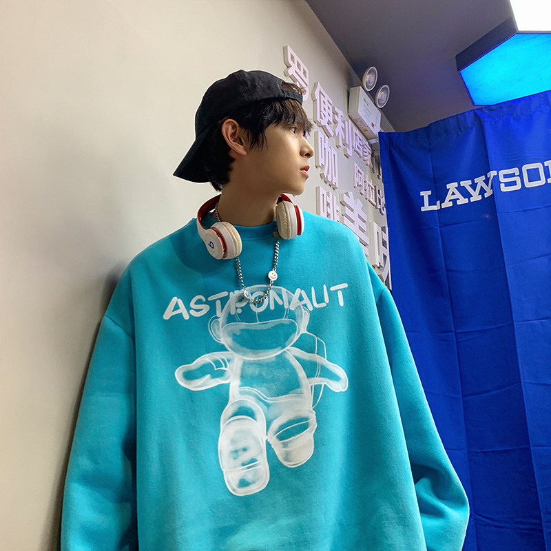 817-A2833潮牌个性印花图案圆领卫衣男秋季百搭情侣上衣P35X49,男装卫衣,星座803