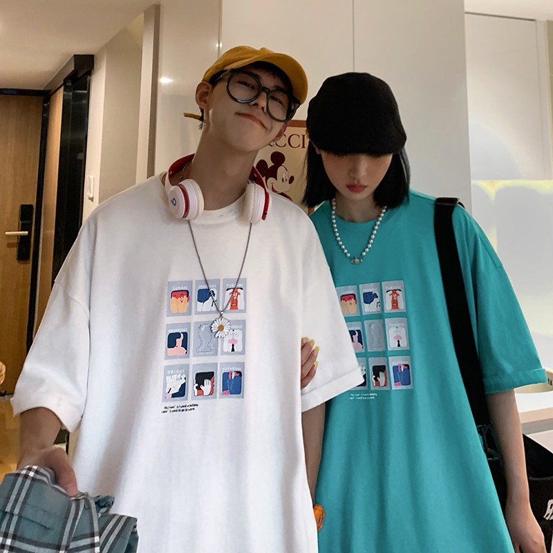 817-T2685夏季新款学生短袖T恤韩版潮流百搭宽松五分袖p28限38,男装T恤,星座803