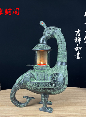 铜器仿古摆件宫灯鸟尊