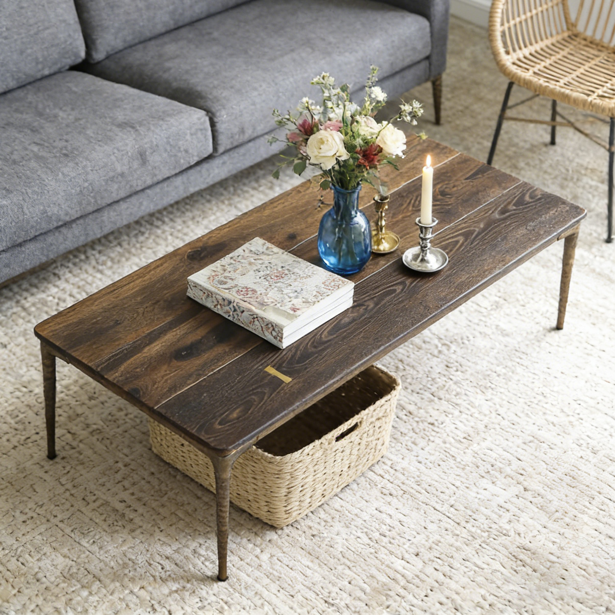 Novanta/Squareroots进口北欧表情YUZU橡木茶几本色长方烟熏2色T