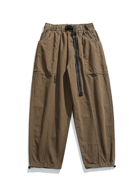 2025秋季潮牌日系裤子男复古美式工装裤直筒宽松束脚阔腿休闲裤子