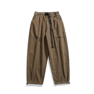 2025秋季潮牌日系裤子男复古美式工装裤直筒宽松束脚阔腿休闲裤子