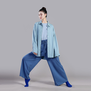 大码衬衫现代舞舞蹈服宽松套装长袖衬衣爵士舞练功服艺考表演出服