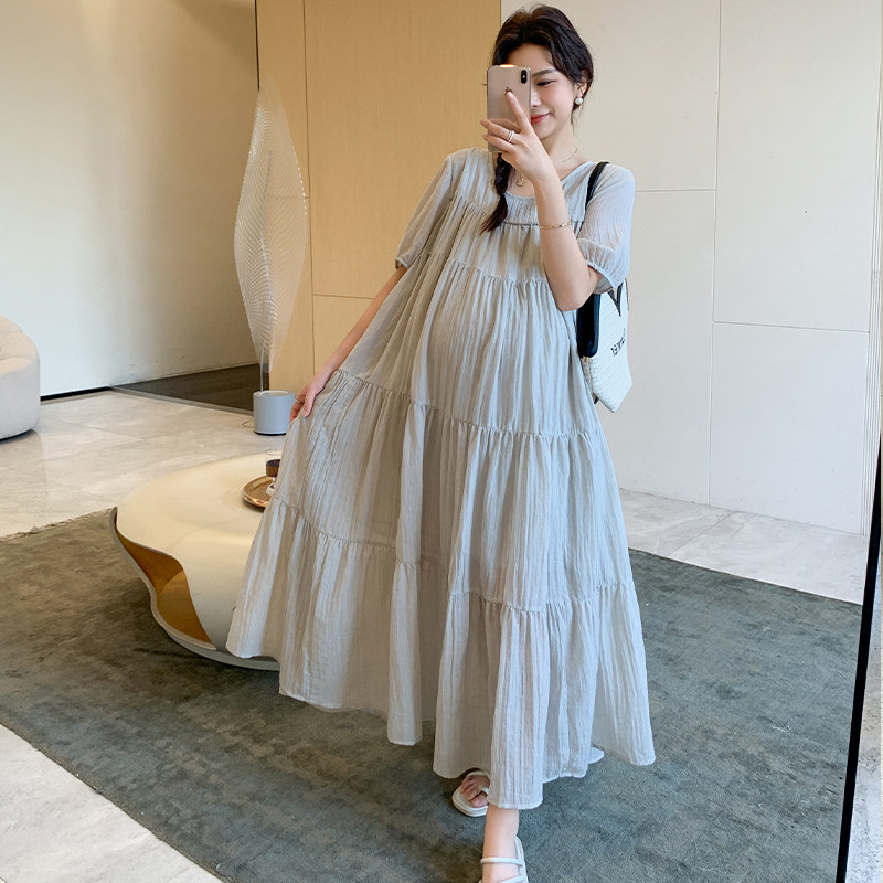 孕妇装连衣裙法式高级感蛋糕裙2026春夏新款宽松中长款显瘦孕妇裙